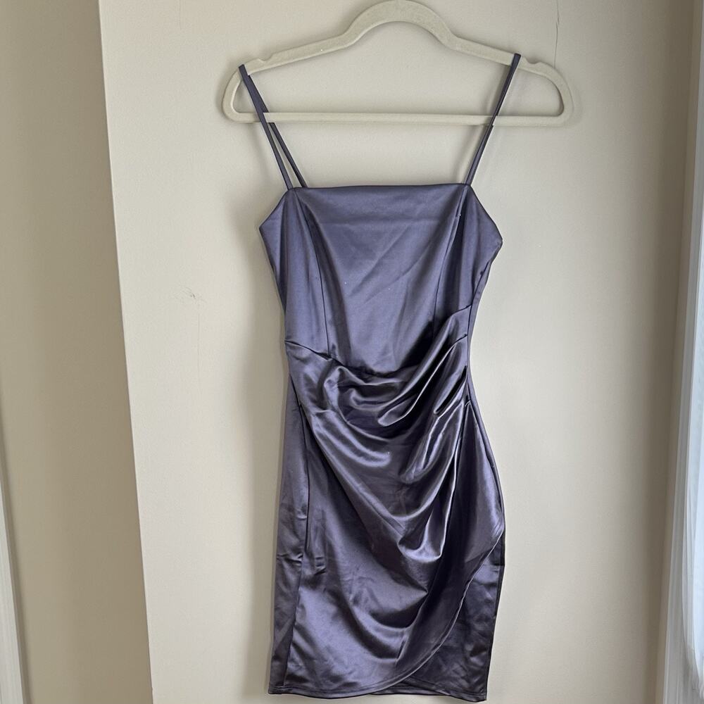 WINDSOR Lavender Satin Ruched Spaghetti Strap Mini Dress—SZ.‎ Small NWT